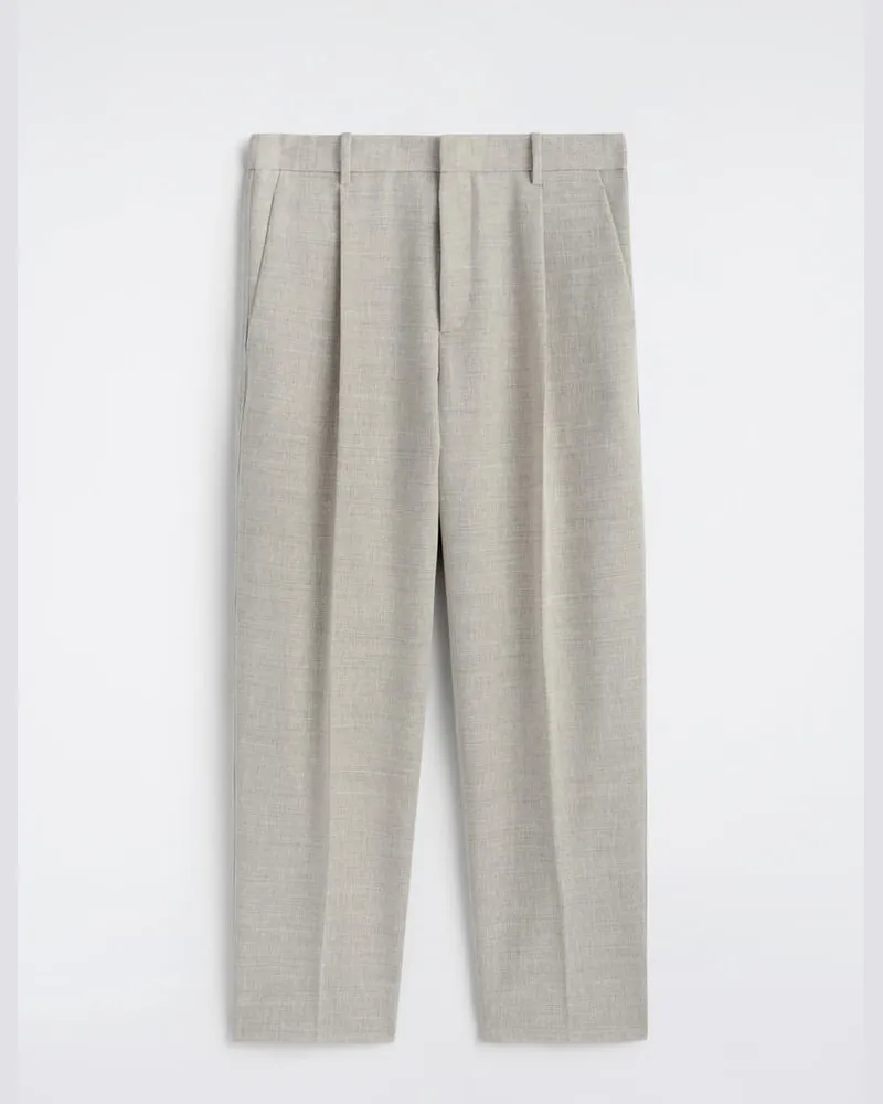 COS Lockere Leinen-Wollhose Mit Barrel-Bein Beige