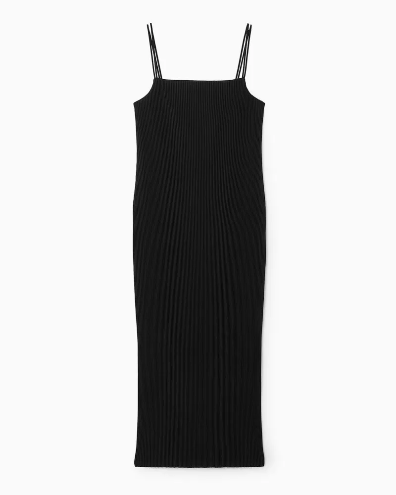 COS Midi-Slipdress Mit Plisseefalten Schwarz