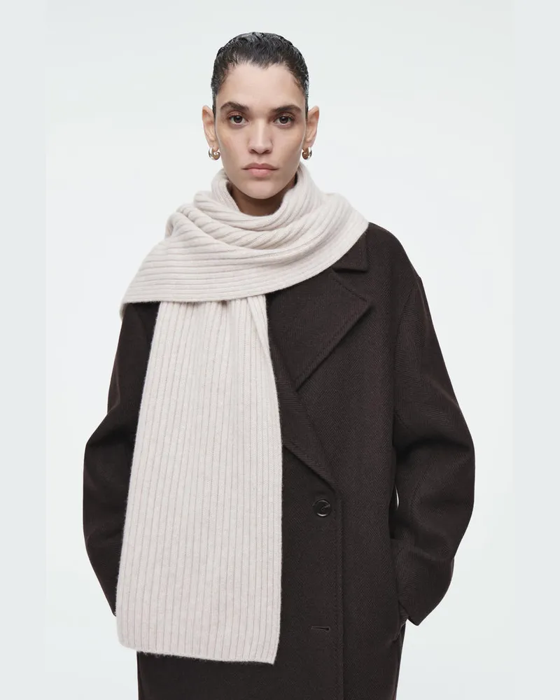COS Breit Gerippter Kaschmirschal Beige