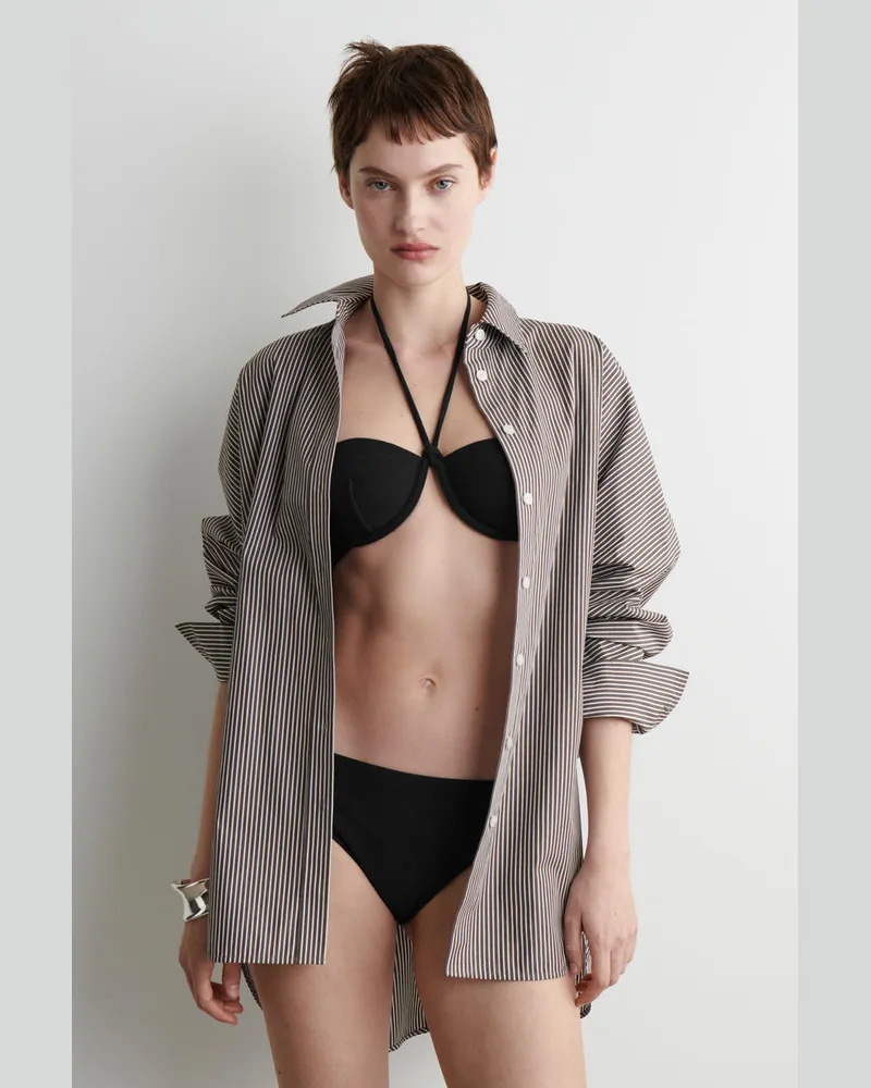 COS Gerippte Bikinihose Schwarz