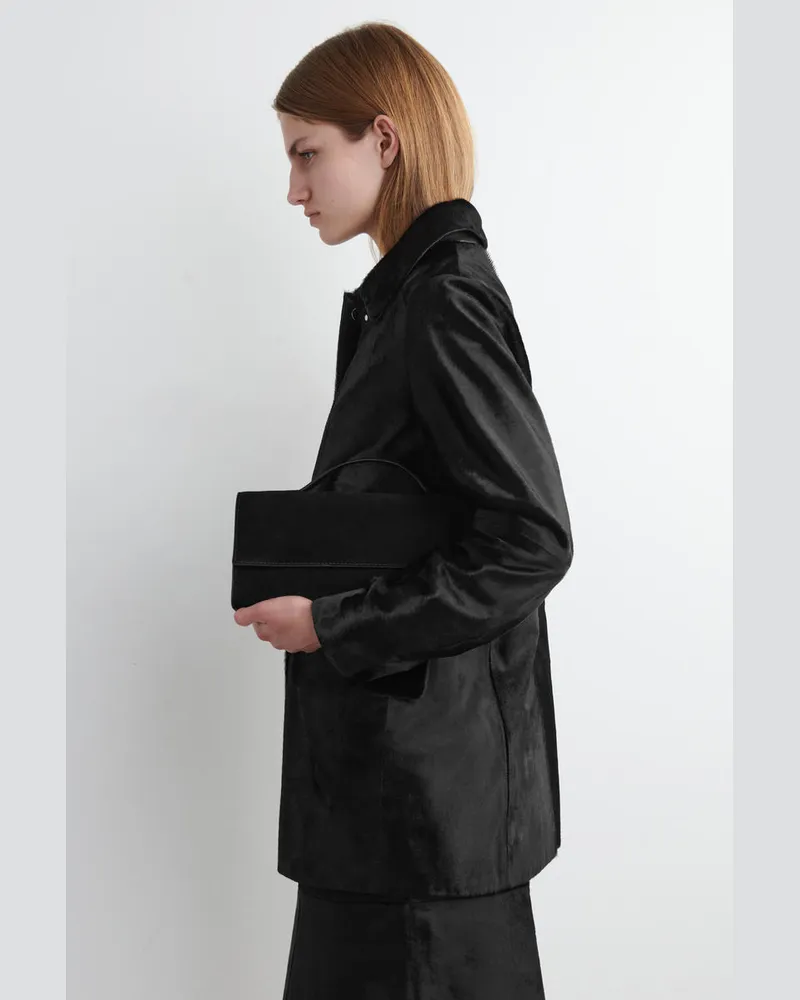 COS Gallery Clutch - Veloursleder Schwarz