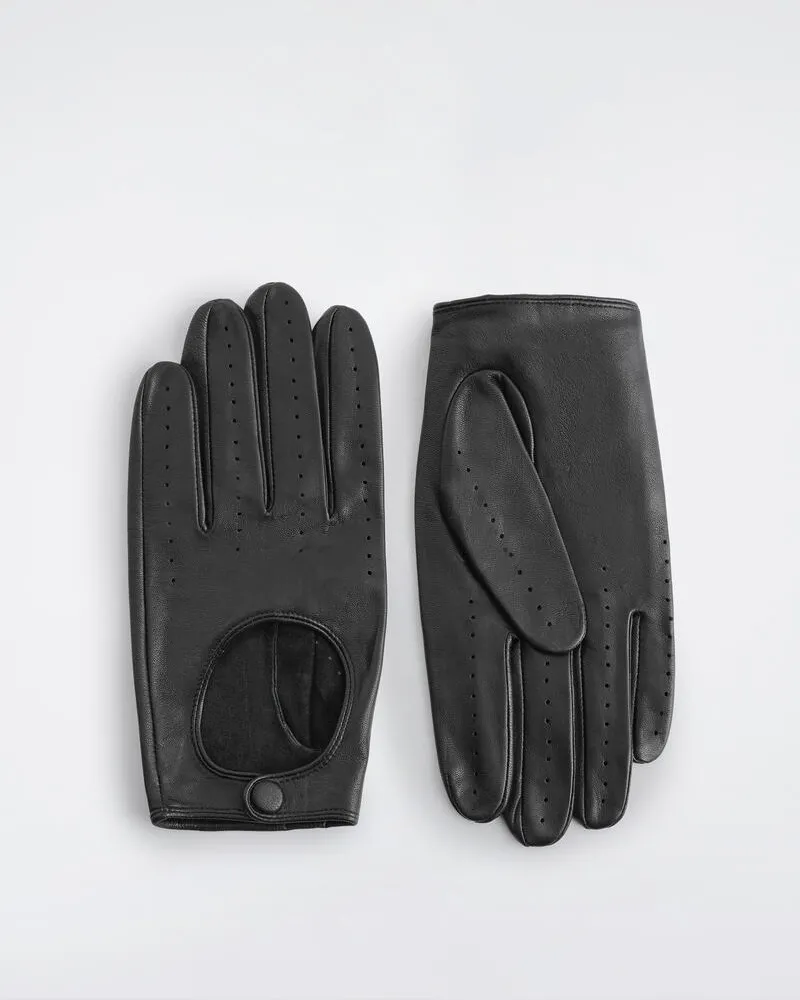 COS Fahrerhandschuhe Aus Leder Mit Lochmuster Schwarz