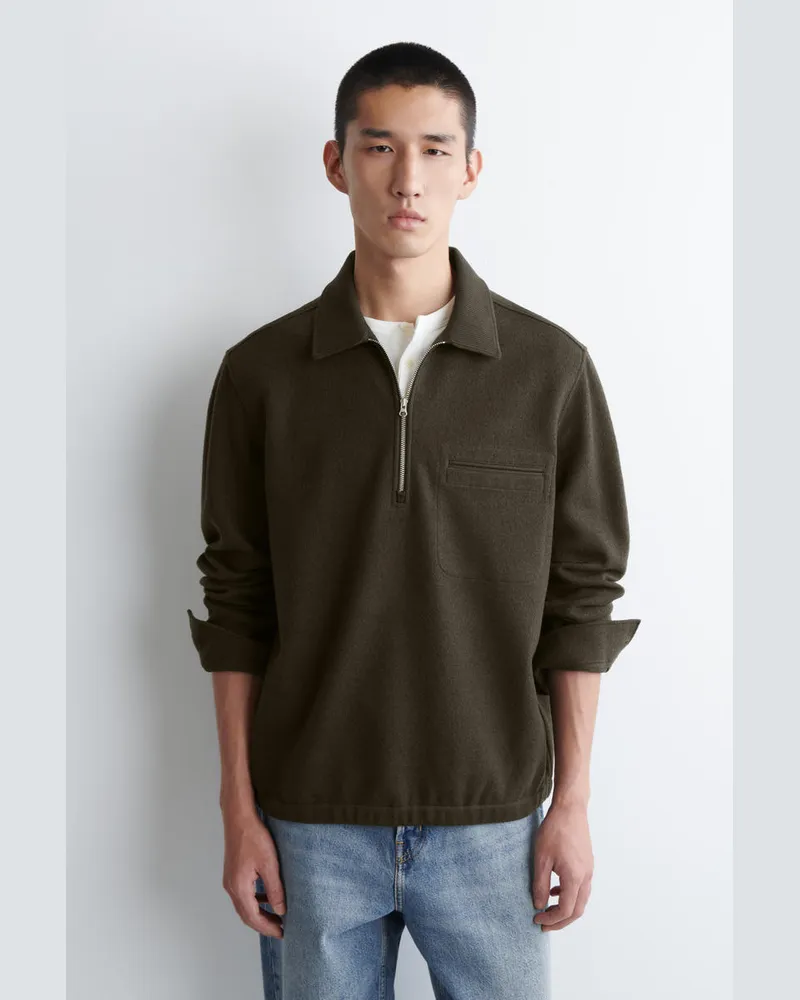 COS Polopullover Aus Kochwolle Mit Reissverschluss Grün