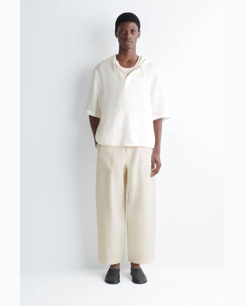COS Lockere Leinenhose Mit Barrel-Bein Weiß