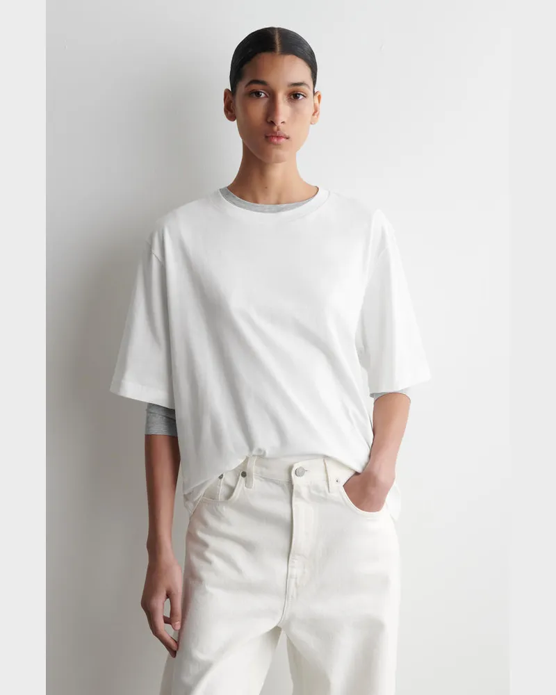 COS Lockeres T-Shirt Aus Baumwolle Weiß