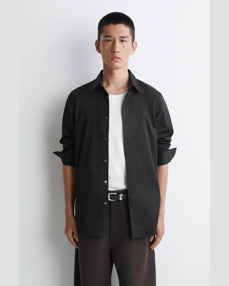 COS Schmales Hemd Aus Baumwoll-Twill Schwarz