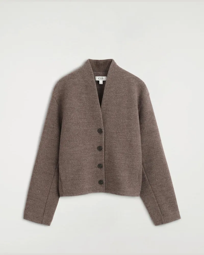 COS Strickjacke Aus Gekochtem Woll-Mix Mit Schalkragen Grau