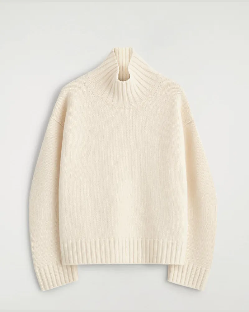 COS Kaschmirpullover Mit Hohem Kragen Weiß