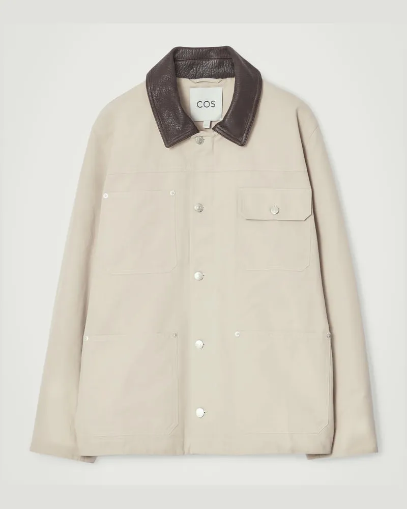 COS Feldjacke Mit Lederkragen Beige