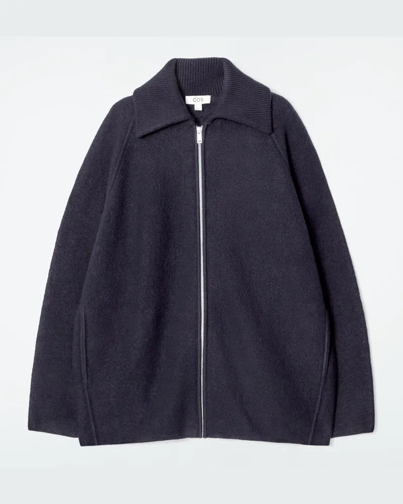 COS Jacke Aus Gekochter Wolle Mit Reissverschluss Blau
