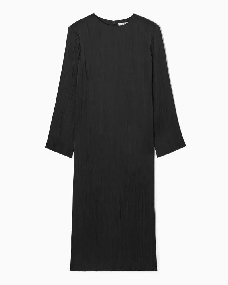 COS Langärmliges Midikleid Mit Plisseefalten Schwarz