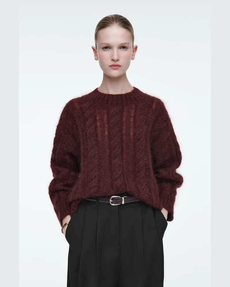 COS Mohairpullover Mit Zopfmuster Braun