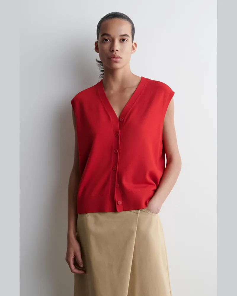 COS Weste Aus Merinowolle Mit V-Ausschnitt Rot