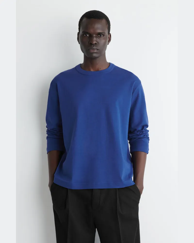 COS Lockeres Langarmshirt Aus Jersey Blau