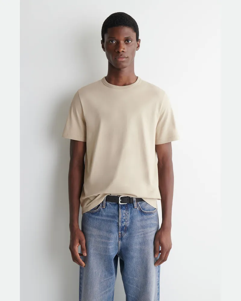 COS T-Shirt Aus Gebürsteter Baumwolle Beige