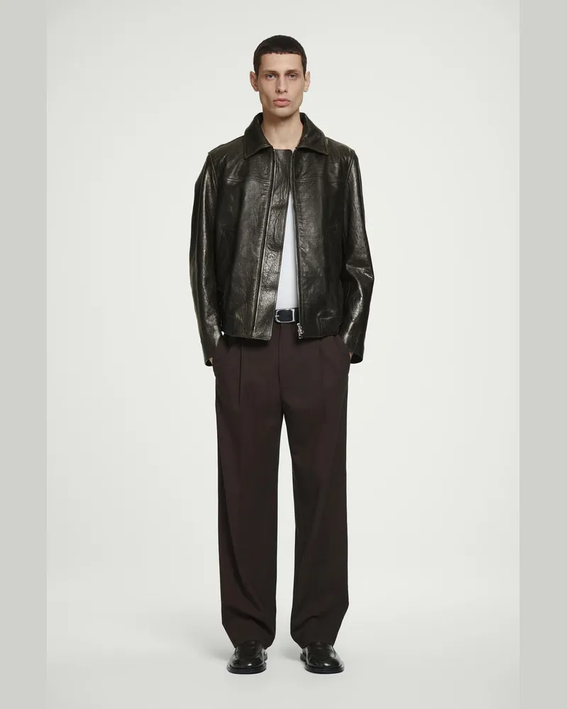 COS Fliegerjacke Aus Leder Blau