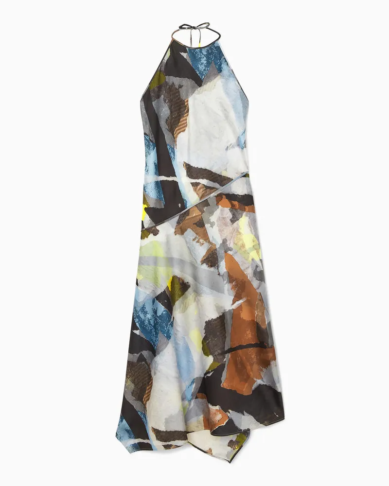 COS Asymmetrisches Midikleid Mit Print Mehrfarbig