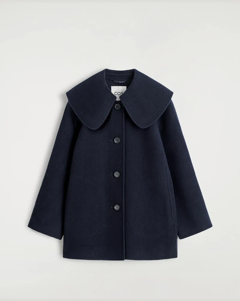 COS Jacke Aus Doubleface-Wolle Mit Kragen Blau
