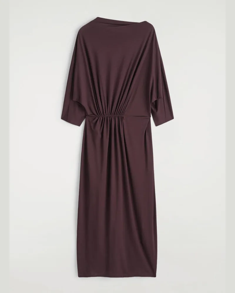 COS Drapiertes Midikleid Mit Raffungen An Der Taille Rot