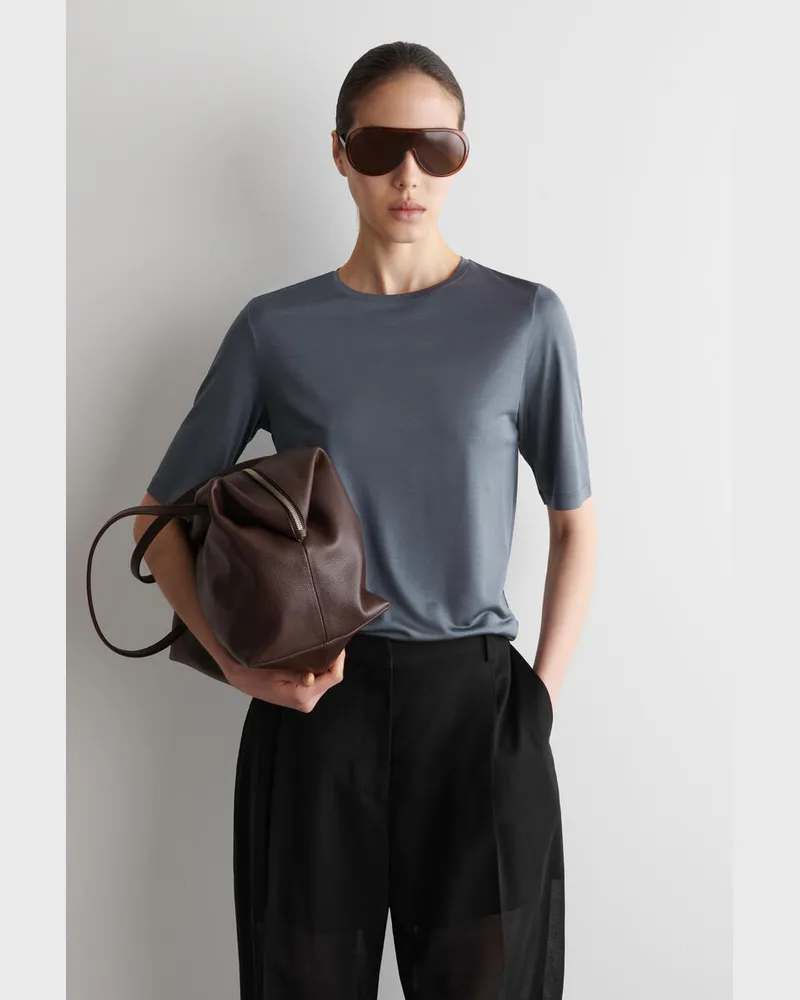 COS Fliessendes T-Shirt Aus Seide Blau