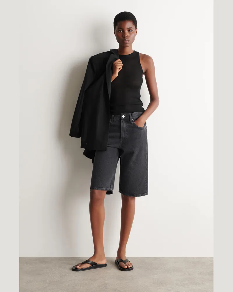COS Chord Jeansshorts Mit Geradem Bein Schwarz