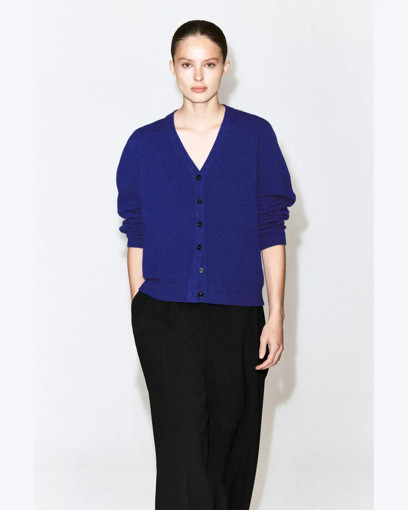 COS Strickjacke Aus Merinowolle Mit V-Ausschnitt Blau