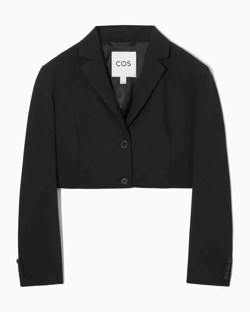 COS Verkürzter Blazer Aus Wolle Mit Normaler Passform Schwarz
