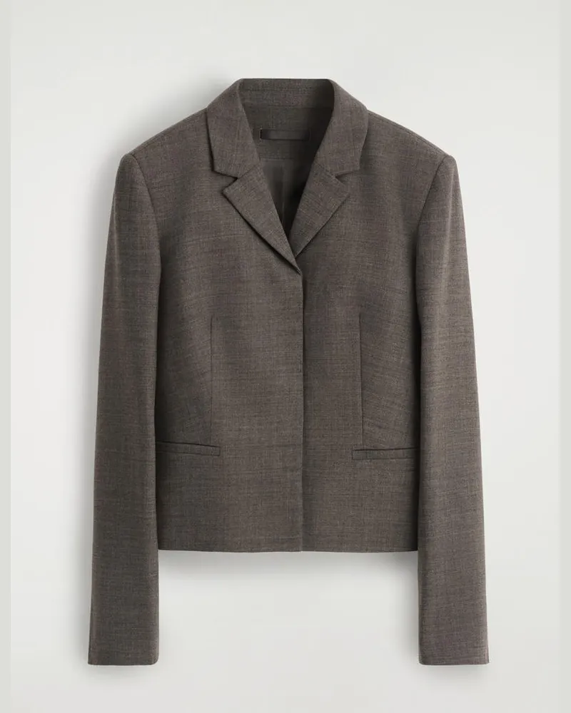COS Schmaler Taillierter Blazer Aus Wolle Grau