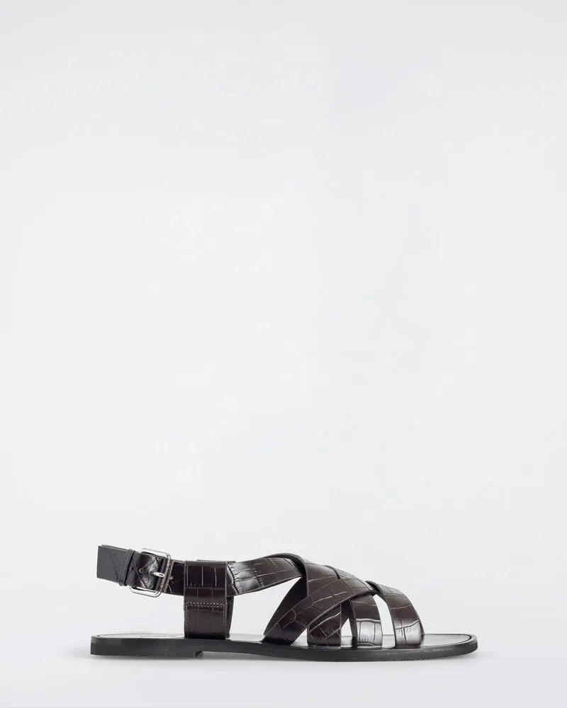 COS Gewebte Ledersandalen Braun