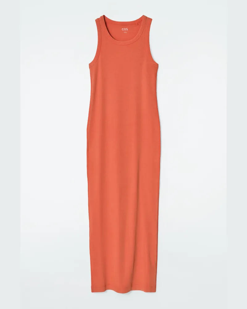 COS Geripptes Schlauchkleid Orange