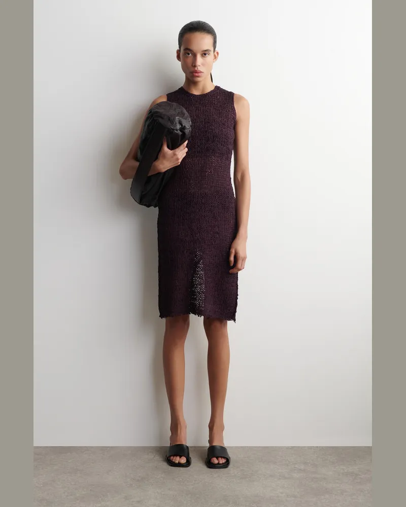 COS Midikleid Aus Gehäkeltem Bändchengarn Rot