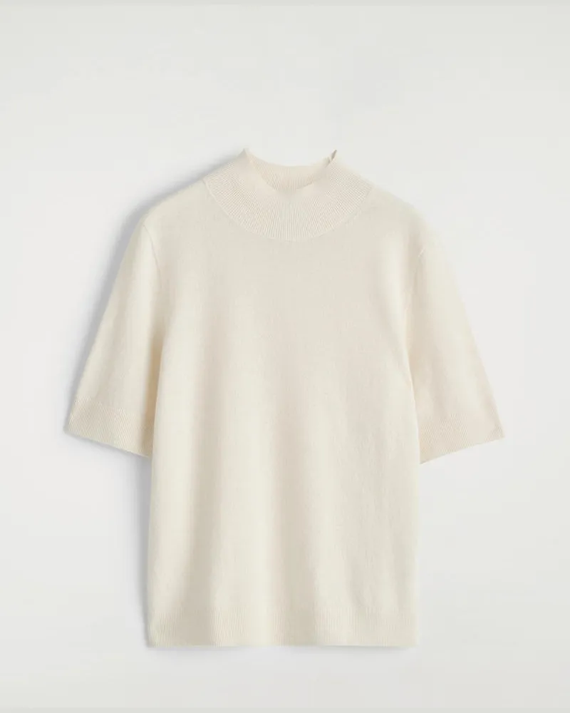 COS T-Shirt Aus Kaschmir Mit Stehkragen Weiß