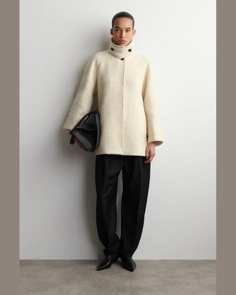 COS Kurzmantel Mit Kragen Und Fischgrätmuster Beige