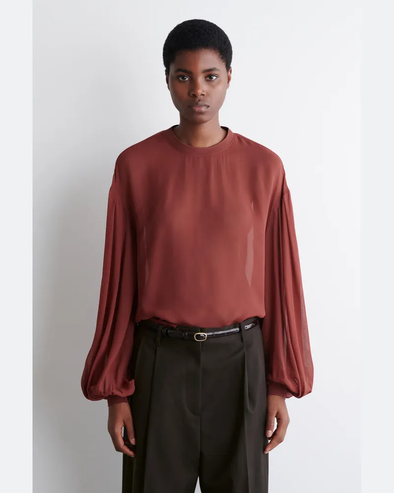 COS Transparente Bluse Mit Ballonärmeln Rot