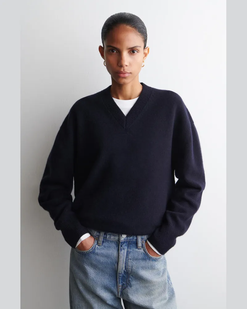 COS Wollpullover Mit V-Ausschnitt Blau