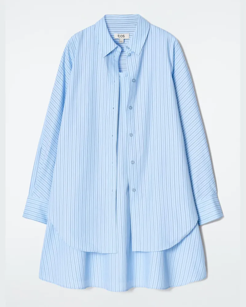 COS Mehrlagiges Hemdkleid Mit Streifen In Trapezform Blau