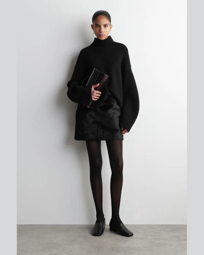 COS Minirock Aus Ponyhaarleder Schwarz