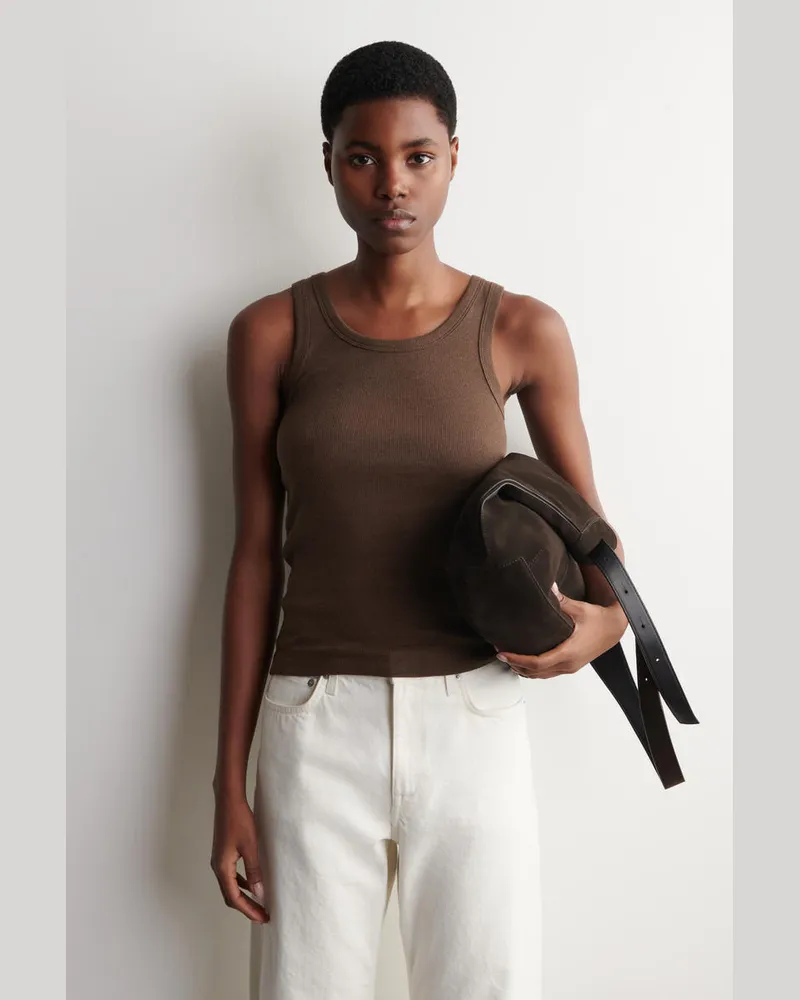 COS Geripptes Tanktop Aus Baumwolle Braun