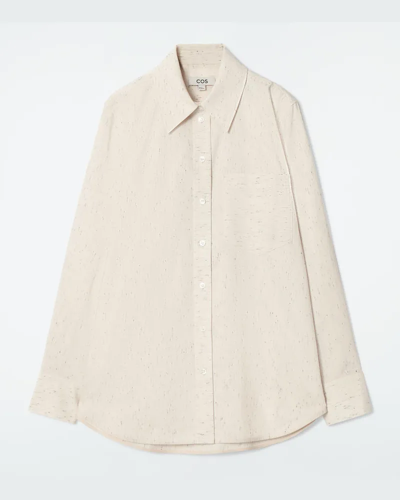 COS Gesprenkeltes Baumwollhemd Mit Normaler Passform Weiß