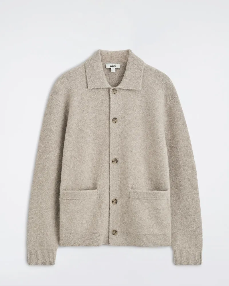 COS Strukturierter Cardigan Mit Kragen Grau