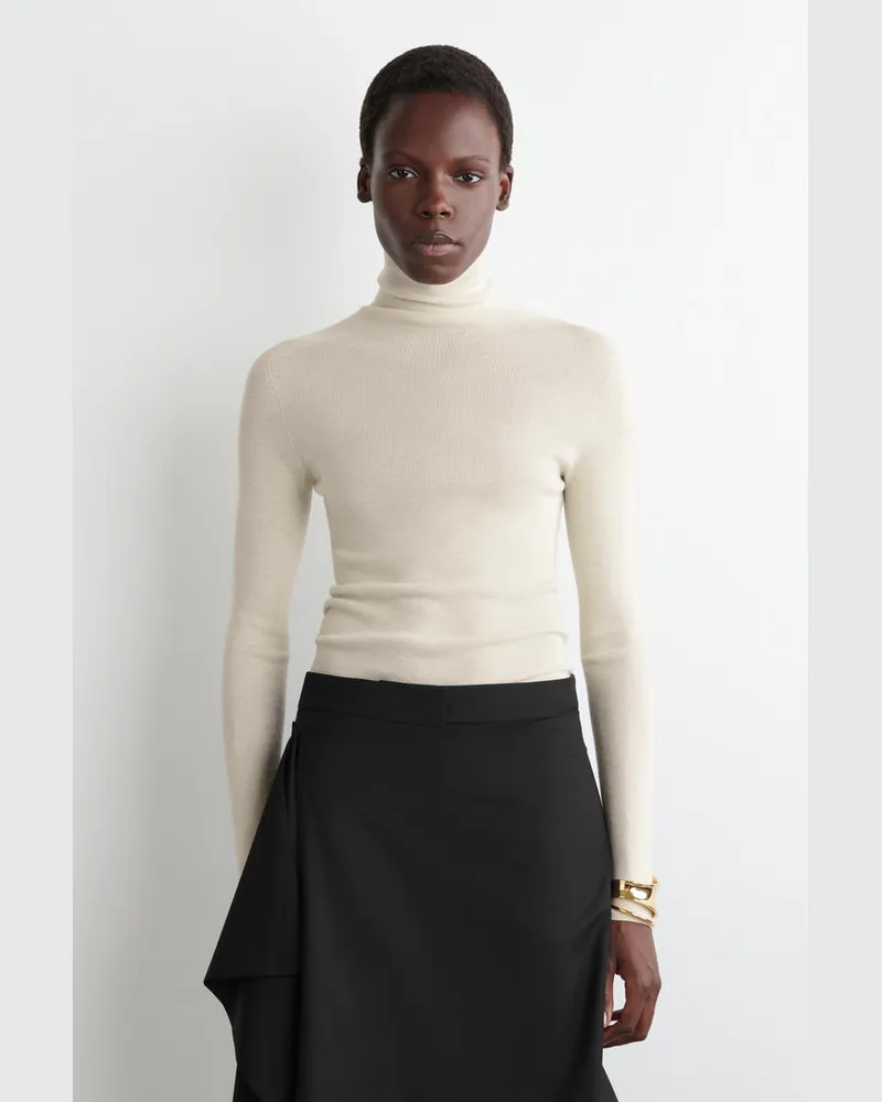 COS Nahtloses Glitzerndes Oberteil Aus Wolle Weiß