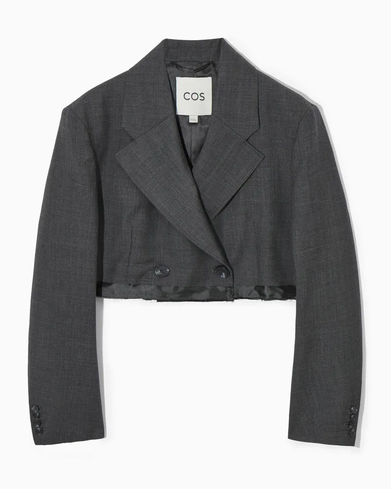 COS Lockerer Dekonstruierter, Verkürzter Wollblazer Grau