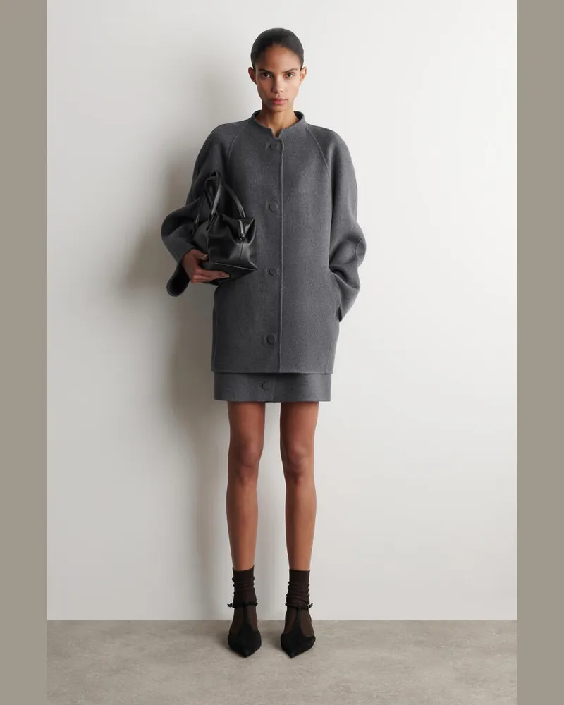 COS Abgerundete Jacke Aus Doubleface-Wolle Grau