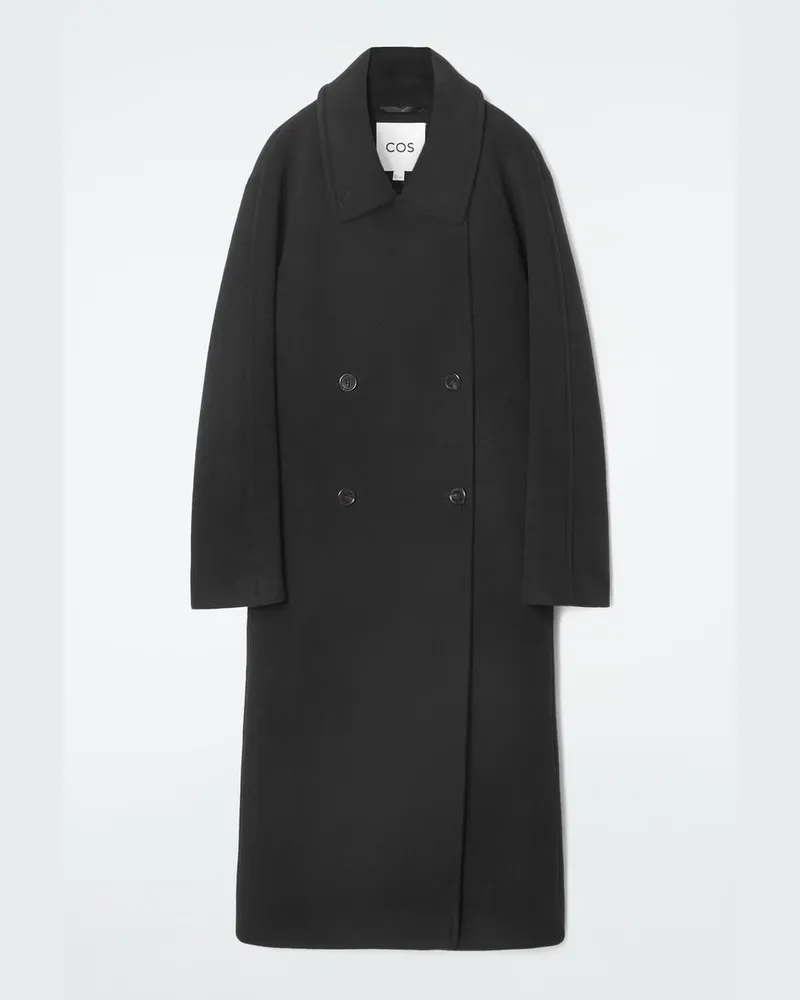 COS Zweireihiger Oversized-Wollmantel Schwarz