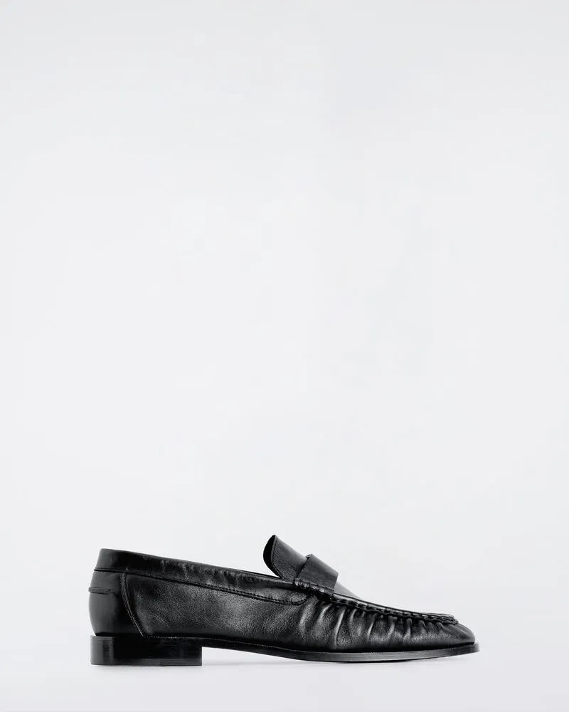 COS Loafers Aus Leder Mit Raffung Schwarz