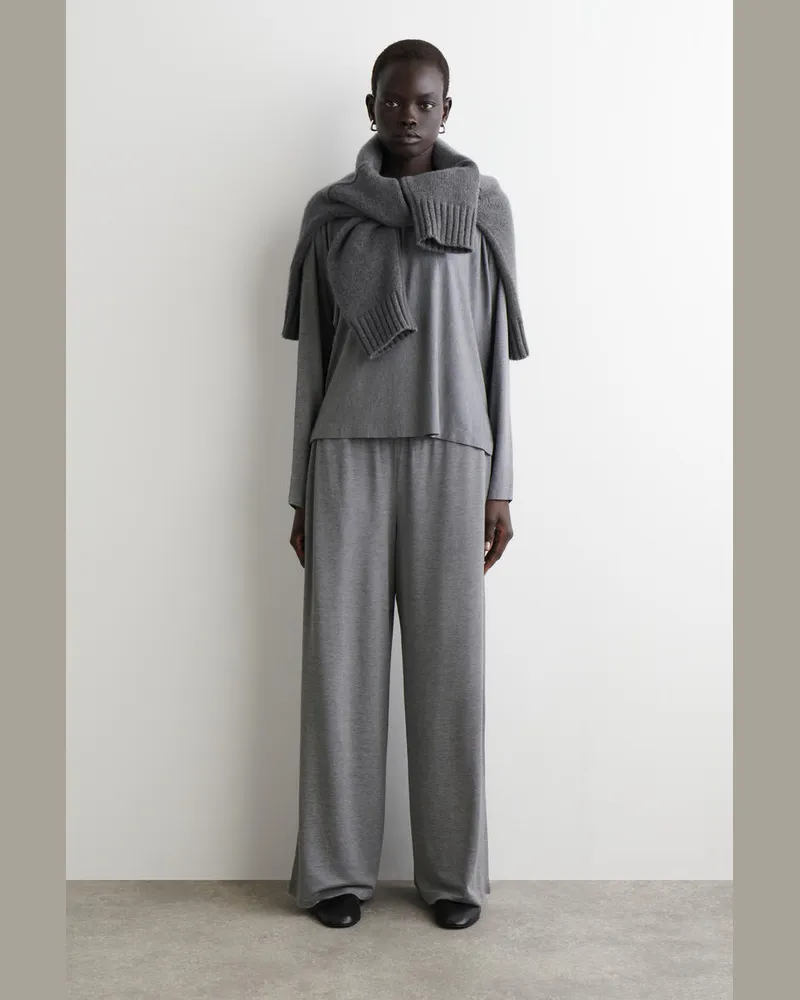 COS Fluid Jersey Wide-Leg Trousers Grau