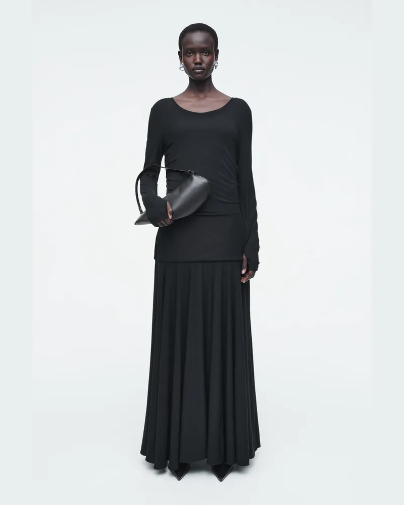 COS Jersey-Maxikleid Mit Niedriger Taille Schwarz