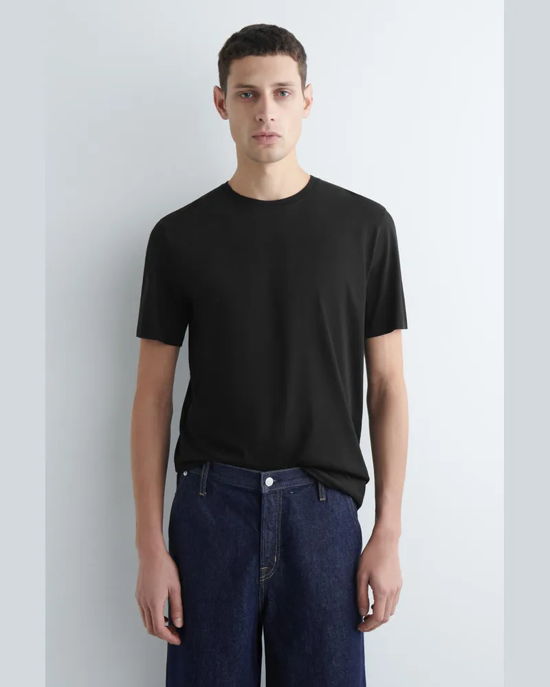 COS Baumwoll-T-Shirt Mit Rundhalsausschnitt Blau