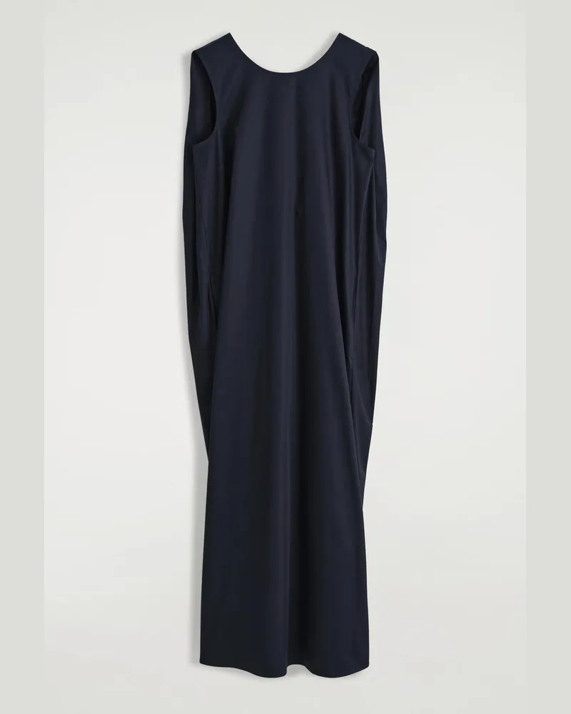 COS Midikleid Aus Baumwolle Mit Twist-Detail Hinten Blau