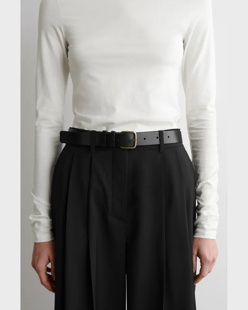 COS Klassischer Ledergürtel Schwarz